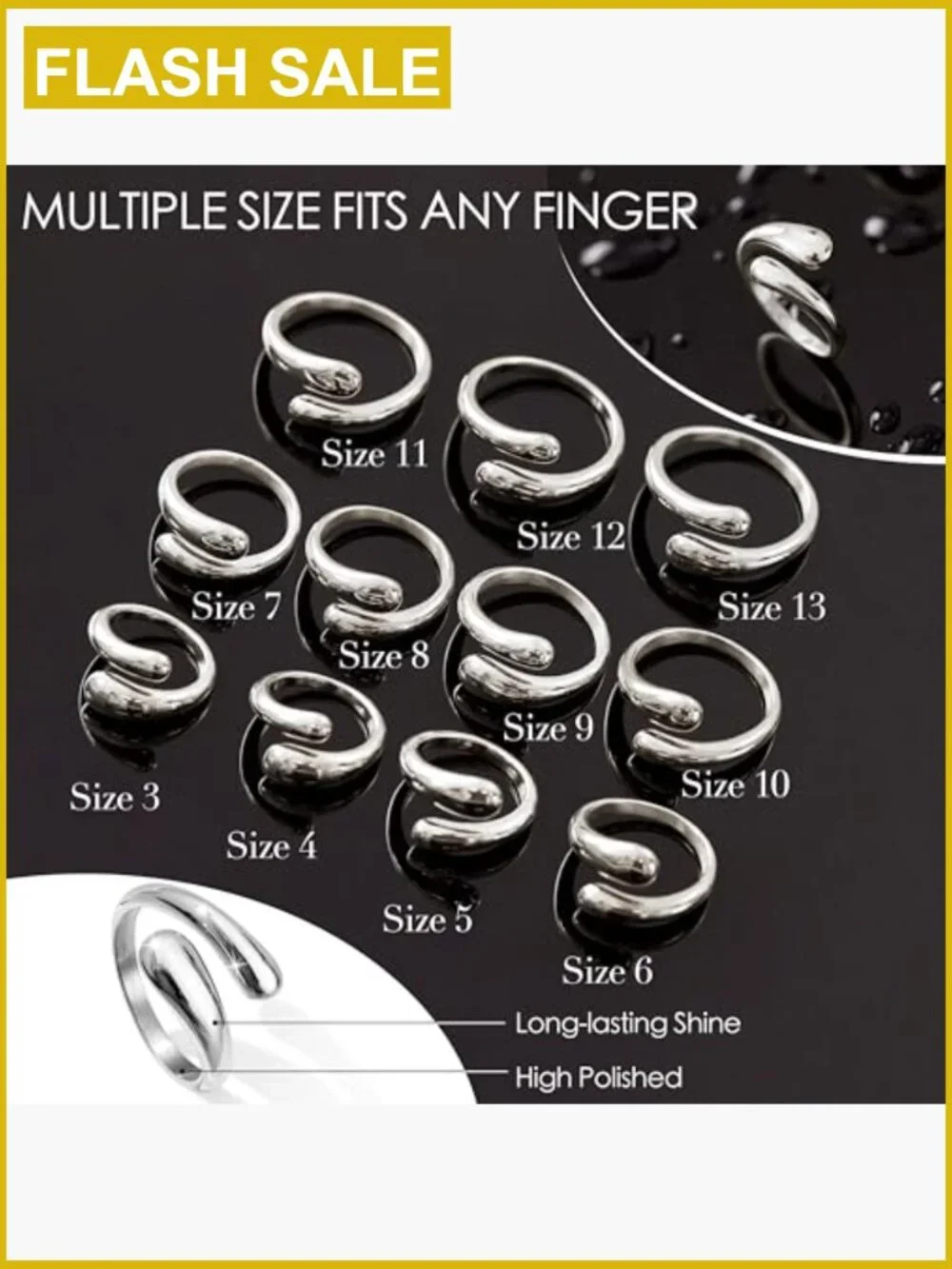 Non Tarnish Gold Chunky Twist Dome Ring Stackable Silver Stainless Steel